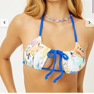 Tia bottoms and Eliza terry bikini top in santorini. Frankie’s bikinis